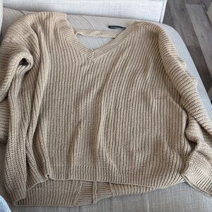 Cozy Tan V-Neck Sweater